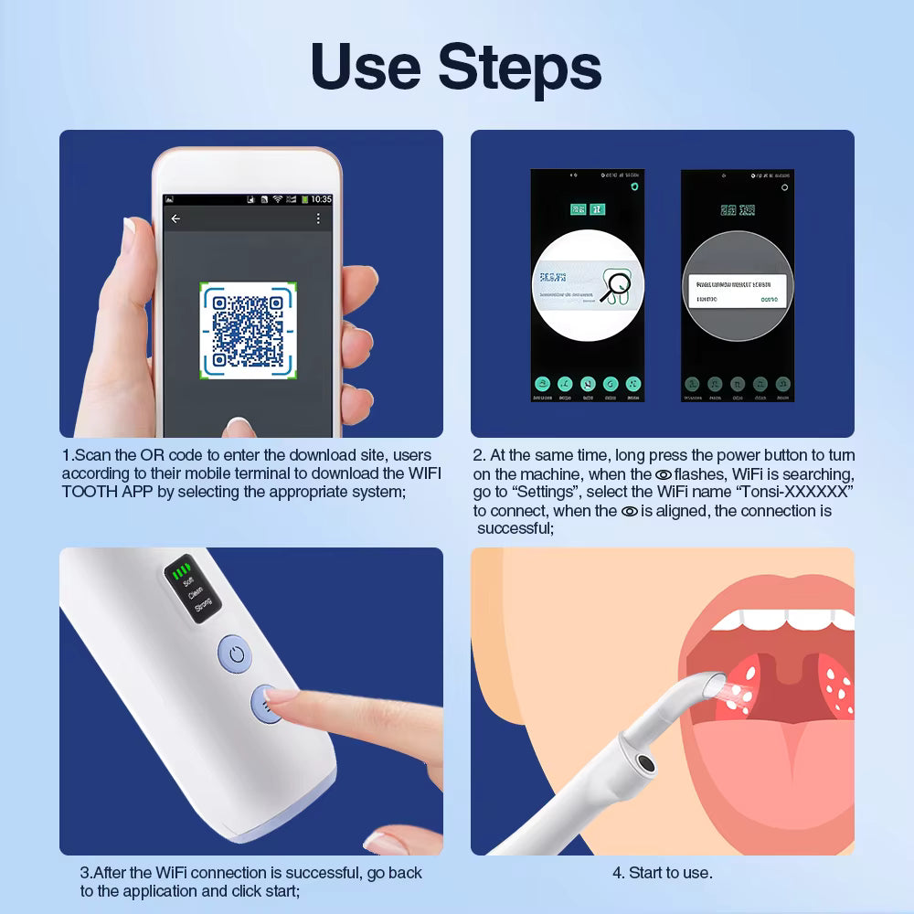 Visible Electric Tonsil Stone Removal Kit with HD Camera & LED Light
