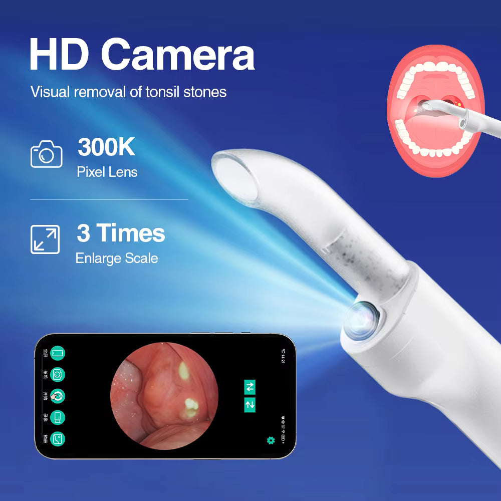 Visible Electric Tonsil Stone Removal Kit with HD Camera & LED Light